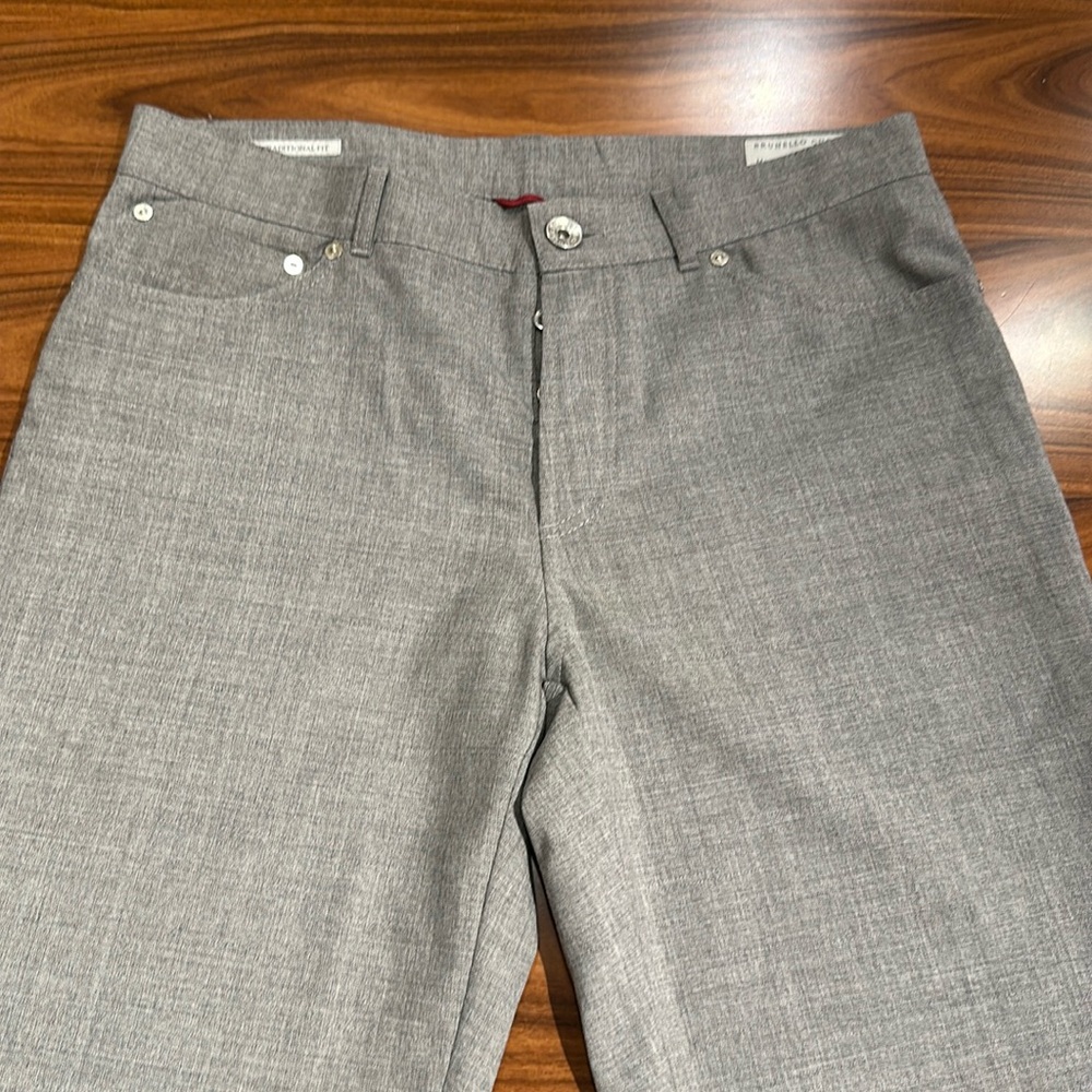 Brunello Cucinelli light gray five pocket wool pants ￼